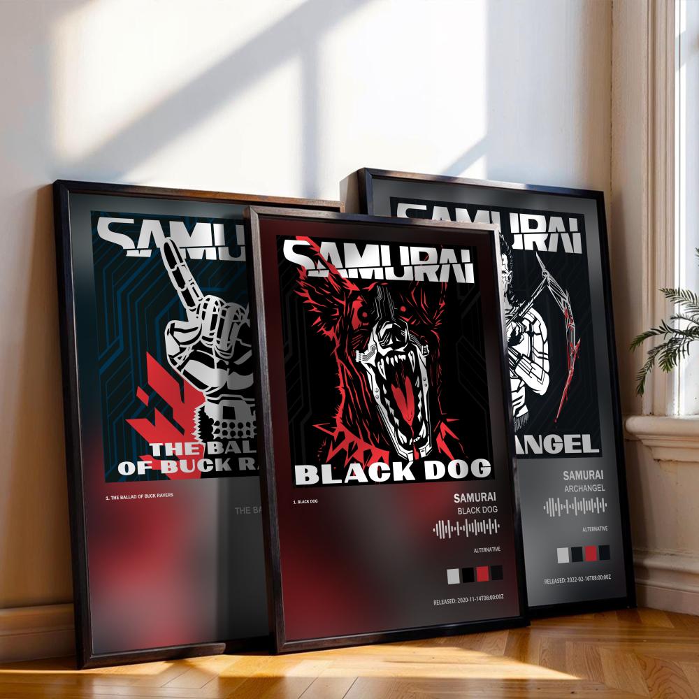Musical Instrument Painting - Cyberpunks Samurai Poster Music Album Cover